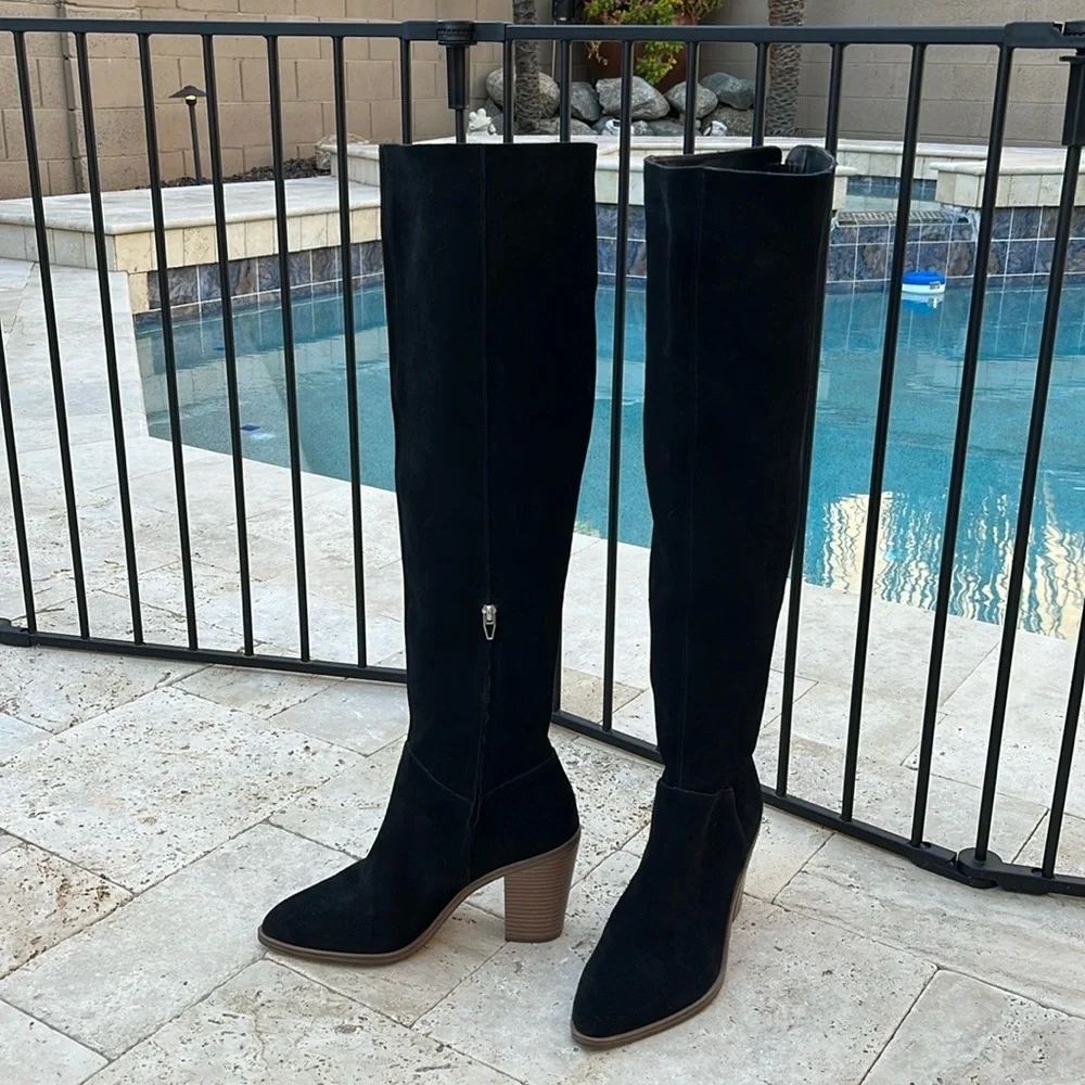 BP Hensley Over the Knee Black Suede/Leather Boot - Size 9.5 New